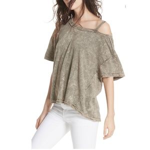 Free People Army Green Tee Top Size S Jersey Wash